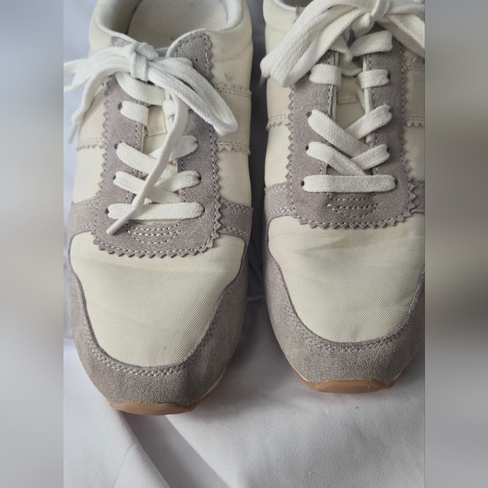J. Crew Nylon Striped Leather City Sneaker Size Women's 8.5 - Picture 2 of 9